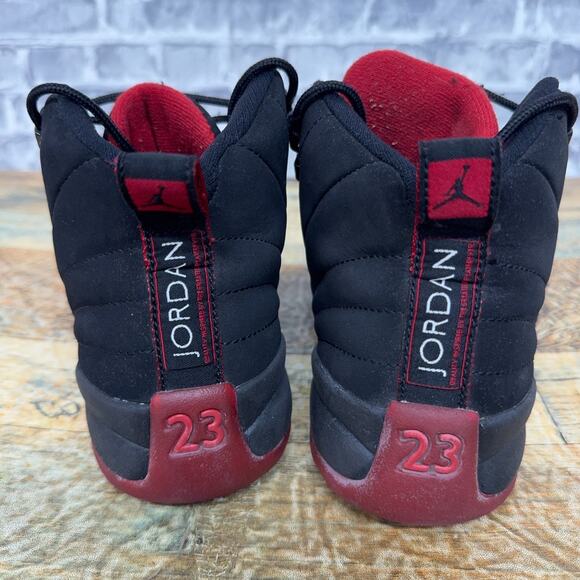 Nike Air Jordan 12 XII Retro Flu Game Black Red GS 153265-065 Youth Size 5Y Rare - Picture 7 of 11